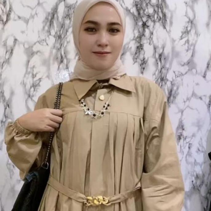 New product Long Tunik warna hitam Polos Atasan Muslim Katun