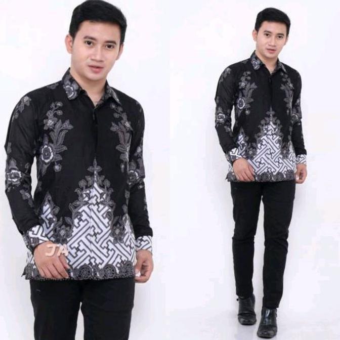 Batik keluarga - batik terbaru - batik warna hitam putih - batik keluarga terbaru - kemeja batik - h