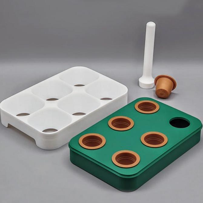 NESPRESSO 6 Capsule FILLER Station Pod Essenza Nescafe Mini Refill Stand Coffee Cup Dudukan Box Kopi