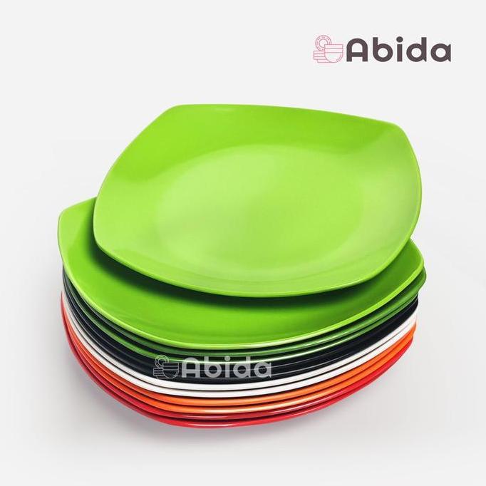 Abida 1 Lusin Piring Kotak Melamin 9,5 inch Piring Makan Lusinan M5395