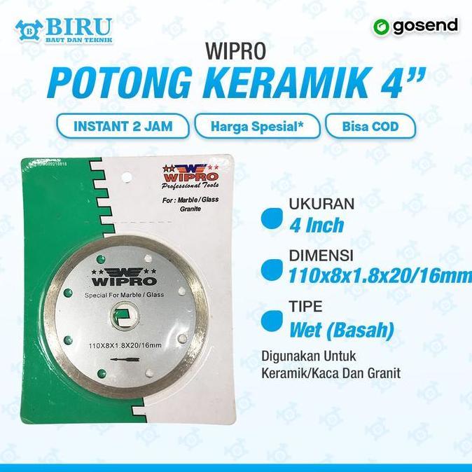 WIPRO Diamond Wheel Wet 4" Mata Potong Keramik Kaca Granit 4 Inch DWW-041E