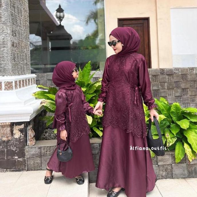 VANIA DRESS COUPLE IBU DAN ANAK/VANIA DRESS BISA COUPLE Baju Gamis Mewah Pesta Lebaran Sarimbit