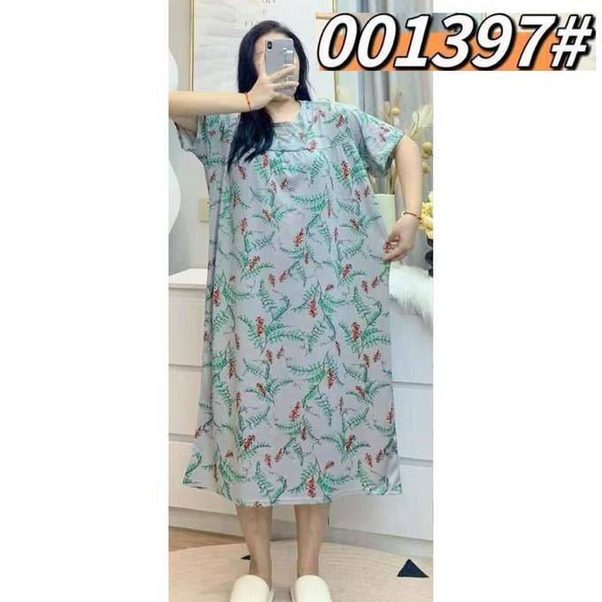 Daster Spandex Super Jumbo Murah Adem Motif Bunga Dress Tidur Wanita Bumil Import Oversize Dewasa ju