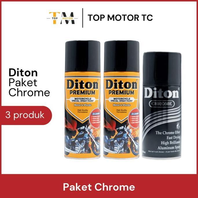 TERBARU - [PAKET] Cat Semprot Diton Chrome Krom (Epoxy + Hitam + Chrome)