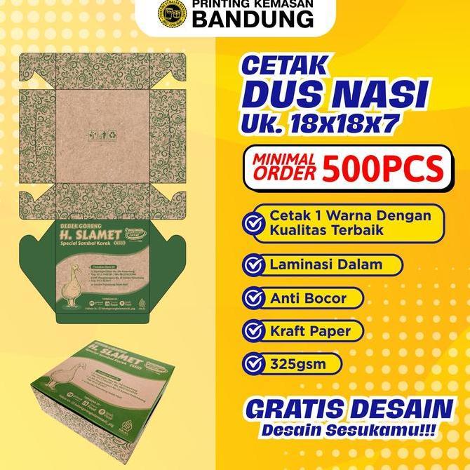 Custom Cetak Dus Nasi 18x18x7 Catering Paper Lunch Box Katering