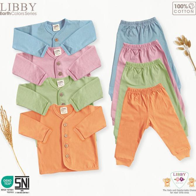 AI216 - libby baby setelan bayi Comfy set Earth Series Kancing Depan Baju Panj