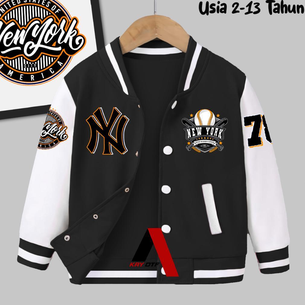 BIG SALE Jaket Varsity Anak Logo NY Baseball Laki Laki Perempuan Usia 2 - 13  Tahun Jacket Unisex Te