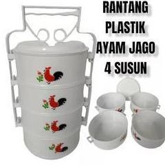 HOT PRODUCT Rantang Ayam Jago Plastik 4 Susun / Rantang Susun Plastik Ayam Jago