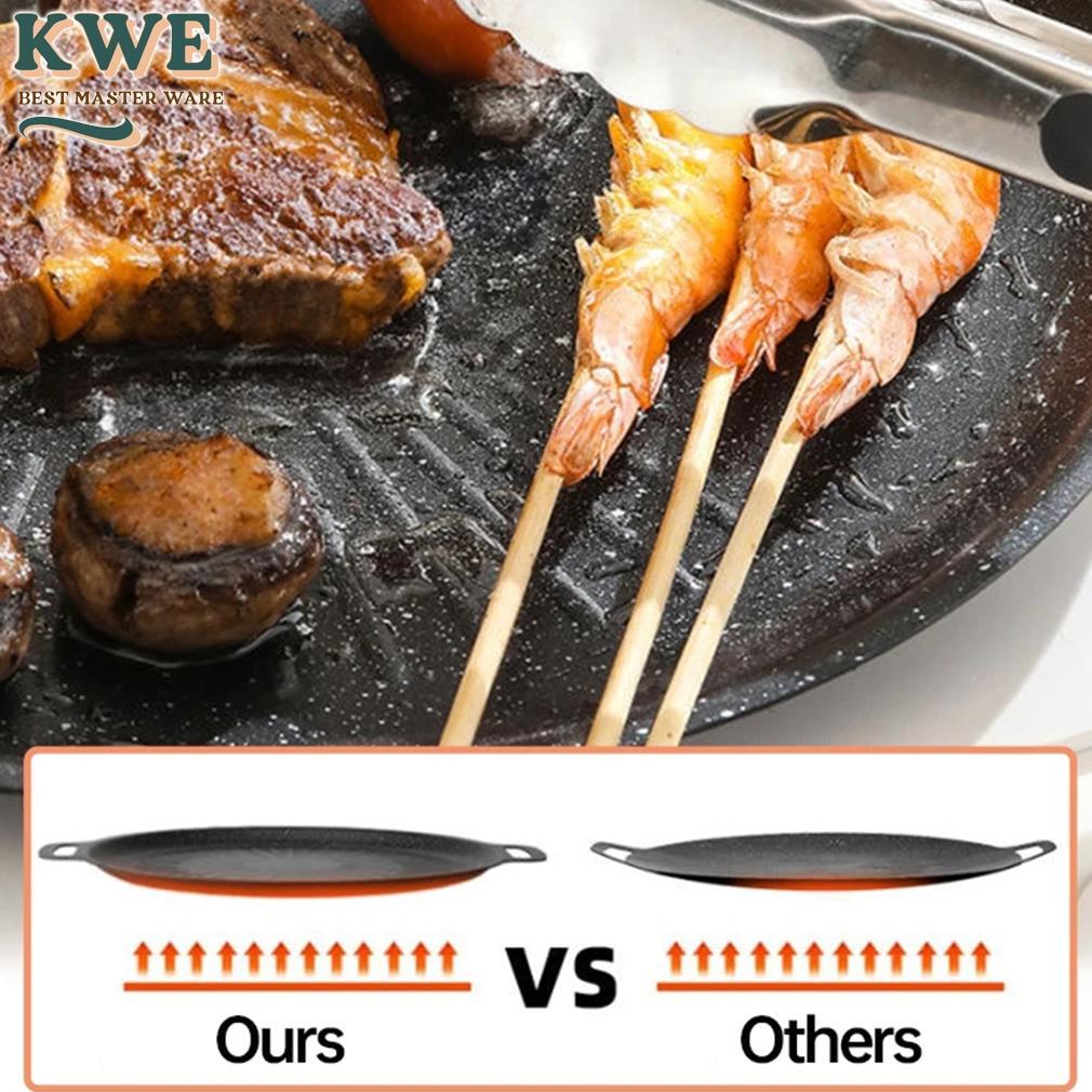 new kwe panci wajan pemanggang korea 38cm anti lengket bbq grill pan alat panggang bisa untuk kompor
