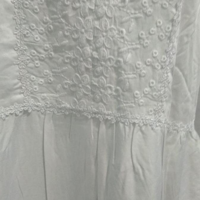 GAMIS KATUN PUTIH / GAMIS KATUN MOTIF TIMBUL Katun Polos Putih cantik jepang rempel  kombinasi Karet