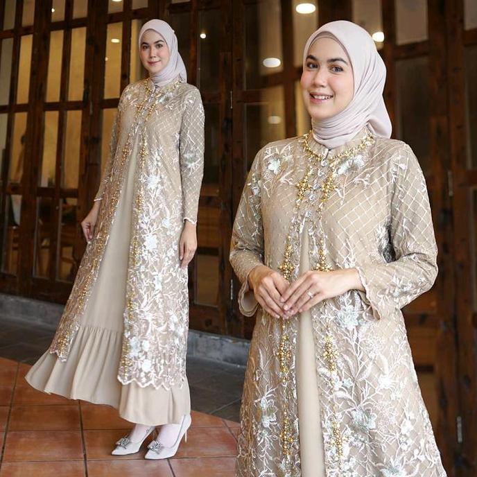 viral gamis outer best seller quality gaun pesta mewah (( free hijab )) gamis Payet exclusive- gamis