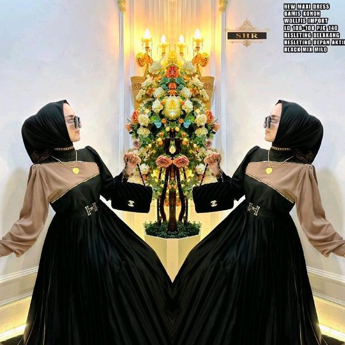 SHR ORI TERBARUMAXYDRESS ZIPPER DADA SERONG Gamis Wanita Pita Kancing Wolfis