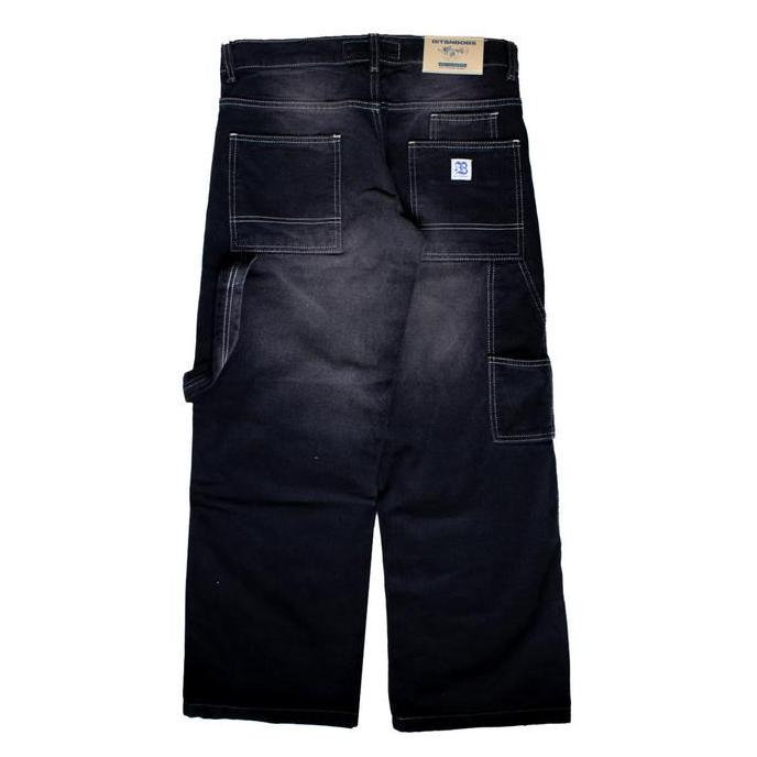 DS296 - Celana Baggy Carpenter Bitsnbobs76 Panther Black Washed - Denim 13 Oz - Jeans Panjang