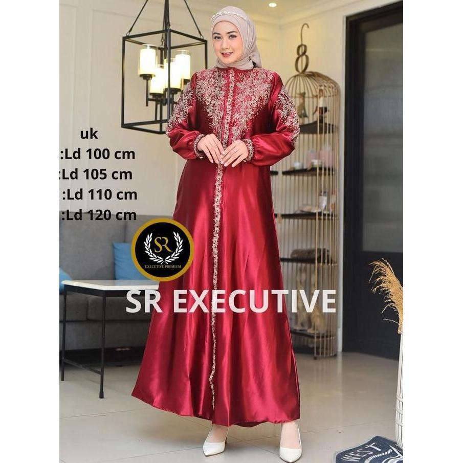 Gamis kristal l bordir wanita muslimah  Semi sutra silk premium  seragam pesta pernikahan pengajian 
