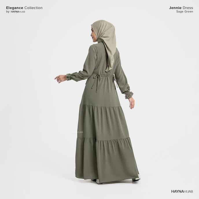 HAYNA Jennie Dress (Sage Green) - Daily Dress Busui Friendly Korean Style Gamis Wanita Muslim