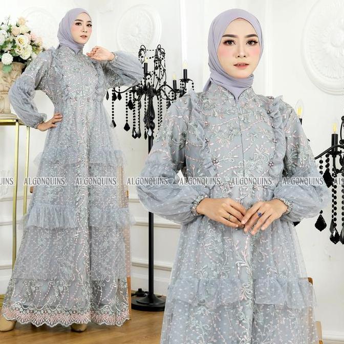 ALGONQUINS Syari Brukat Maryam | Baju Hari Raya Lebaran Wanita Gamis Muslim Mewah Bahan Brukat Georg