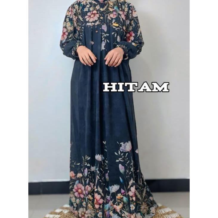 Dress Set Gamis Arifa Fashion Setdung  Ceruty Babydoll Full Puring - Kerudung, Karet Formal Muslim