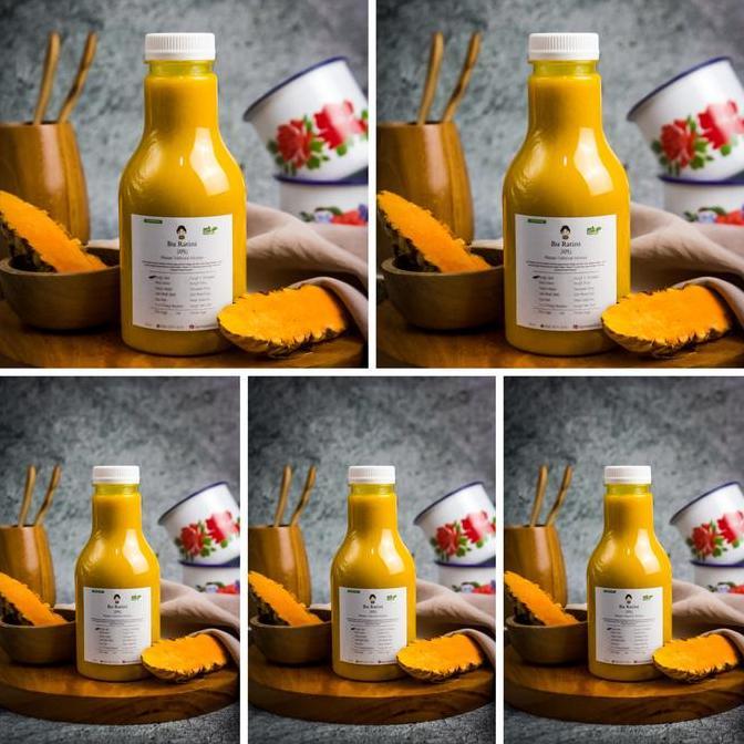 Jamu kunyit asem segar 250ml paket 5 botol /Jamu Bu Ratini Bahan  Rempah Asli
