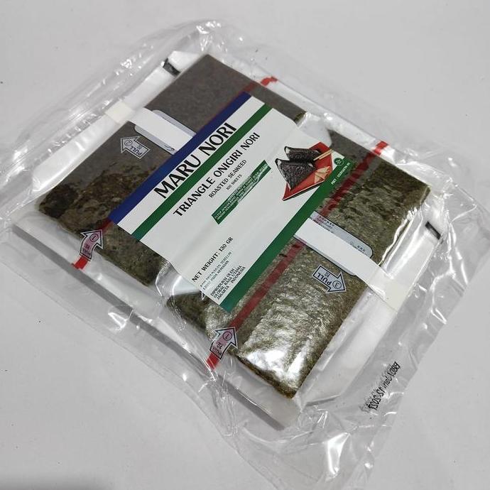 Maru Onigiri Sushi Triangle Wrapper Sheets 100 Lembar - Nori Onigiri Wrap Seaweed Rumput Laut Segiti
