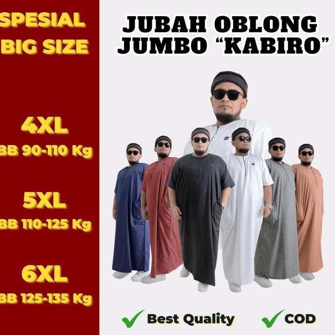 Gamis Jubah Oblong Pria Kabiro Jumbo Big Size 4XL, 5XL, 6XL Jubah Gamis Dewasa Jumbo Lengan Pendek