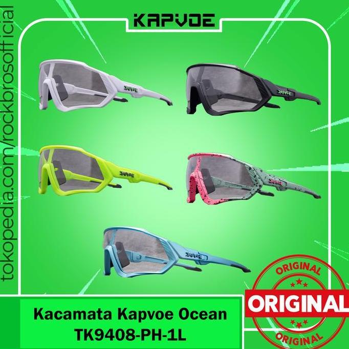 TERBARU - KAPVOE OCEAN Kacamata Sepeda TK9408-PH-1L Kaca Mata Fotokromik Sport UV400 Lensa Polikarbo