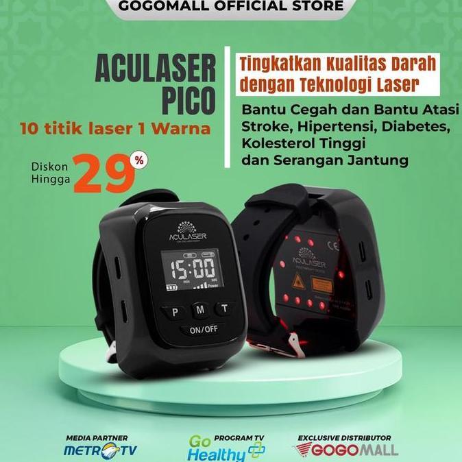 NEW Aculaser Pico 10 Titik Warna Laser Merah - Alat Terapi Jam Laser Bantu Lancarkan Aliran Darah Ce