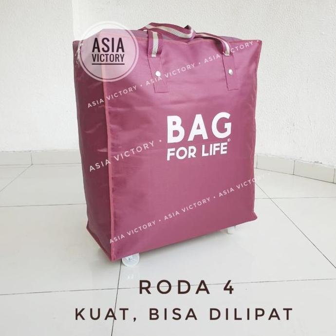 Kelilingaja- Tas Travel (Besar) Barang Belanja Roda 4 Lipat Shopping Tote Bag Fold