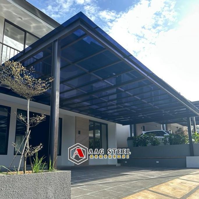 Ironbig- Aag Steel Kanopi Kaca Tempered 8Mm Rangka Holo Tiang Wf150 Baja Besi Transparan Kuat Tahan 