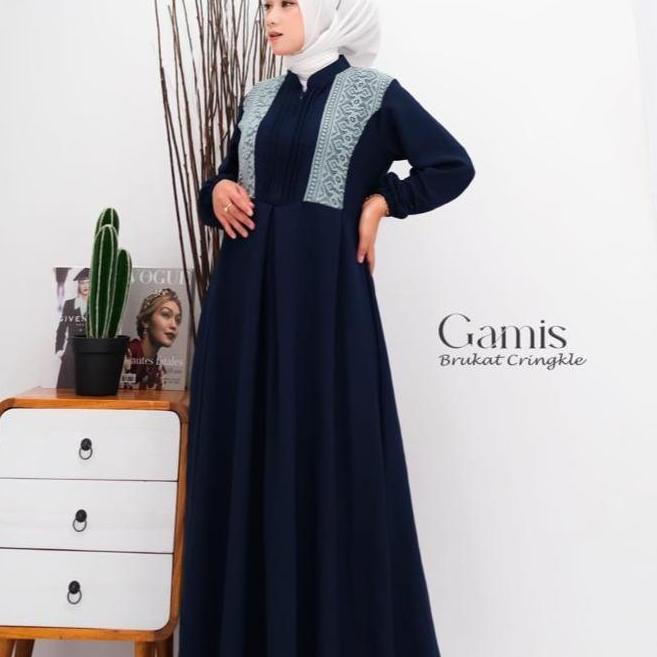 GAMIS WANITA TERLARIS TAMARA DRESS BRUKAT REMPEL DADA CRINKLE VENYTA Lembut Muslim