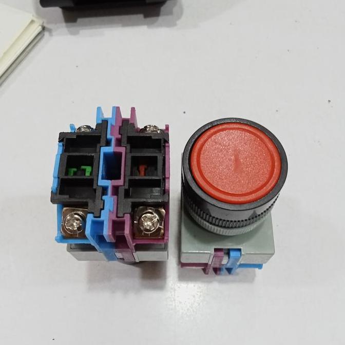 push button 22mm merah no nc TERBARU