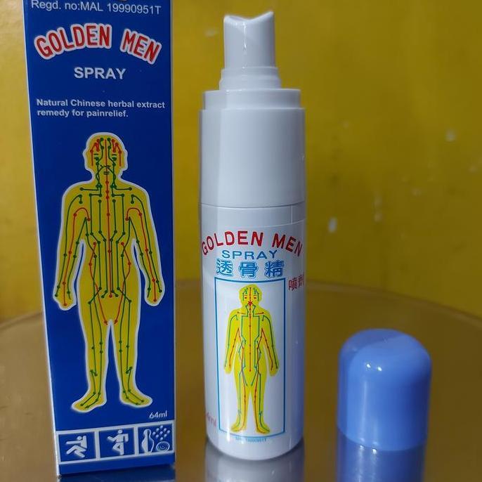 Oksiom- Minyak Gosok Golden Men Spray Ampuh Mengatasi Pegal Pegal, Nyeri, Dll
