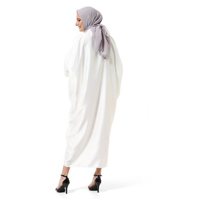 Kahitna Kaftan Pakaian Muslimah Premium Motif Polos Hh Quality - Putih