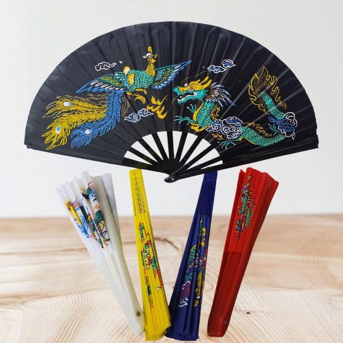 Kipas Taichi Besar Kipas Nari Wushu Silat Taiji Taichi Naga Dan Burung - Kipas Tangan Cocok Untuk Ol