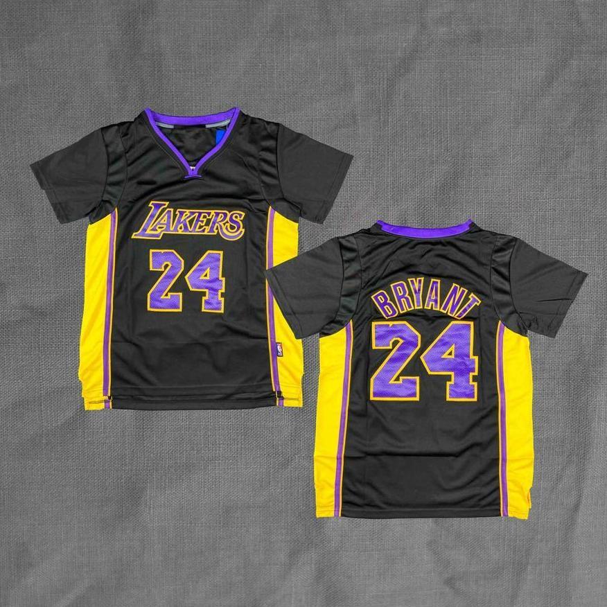 JERSEY BASKET SWINGMAN LA LAKERS KOBE BRYANT SHORTSLEEVE HITAM 24