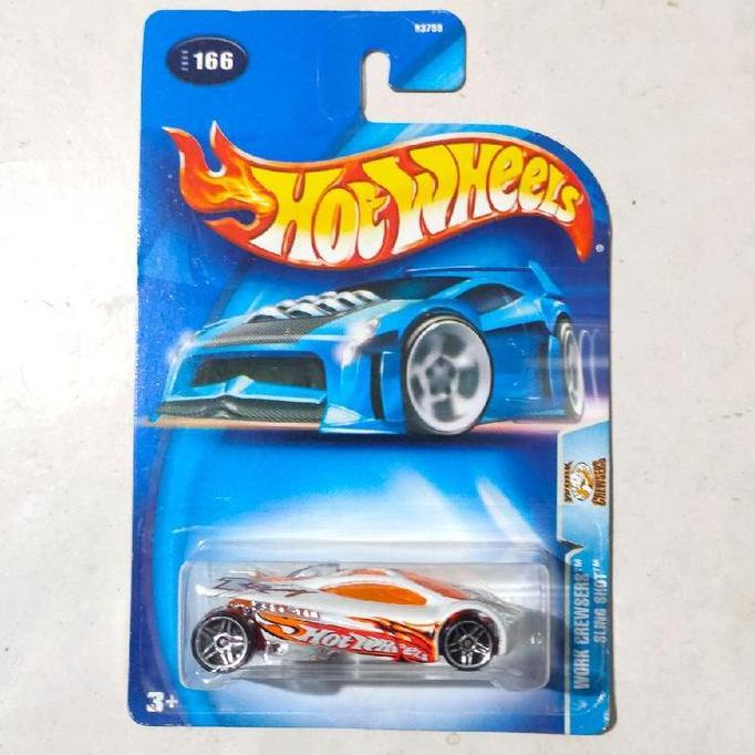 Hotwheels Hot Wheels Sling Shot putih orange 2004 Work Crewsers base besi rare