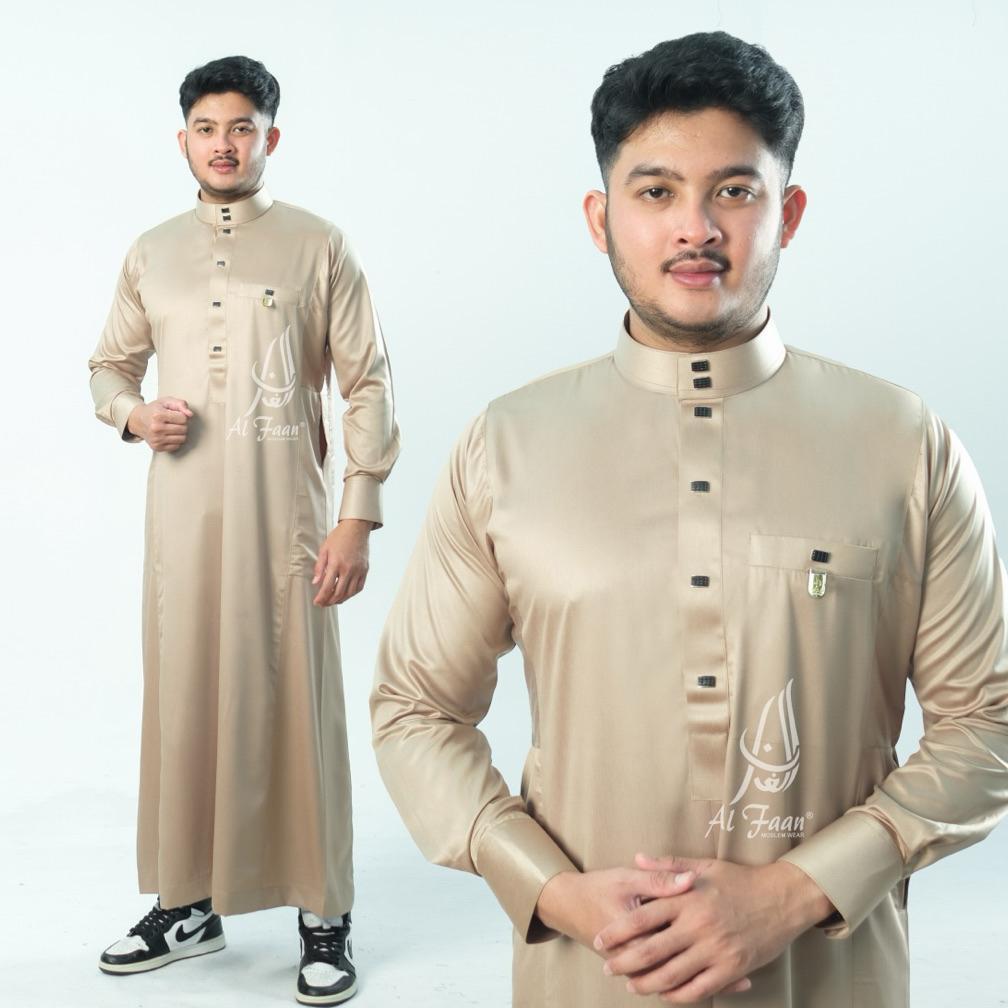 BESTPROMO Jubah Gamis Pria Jubah slimfit polyester korea jubah pria muslim gamis alfaan busana musli