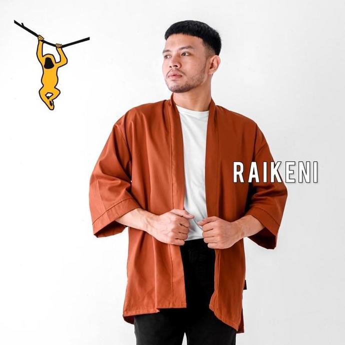 Termurah / Hot Sale Raikeni Kimono Uno | Kimono Outer Jepang Orange | Jaket Kimono Unisex | Outerwea