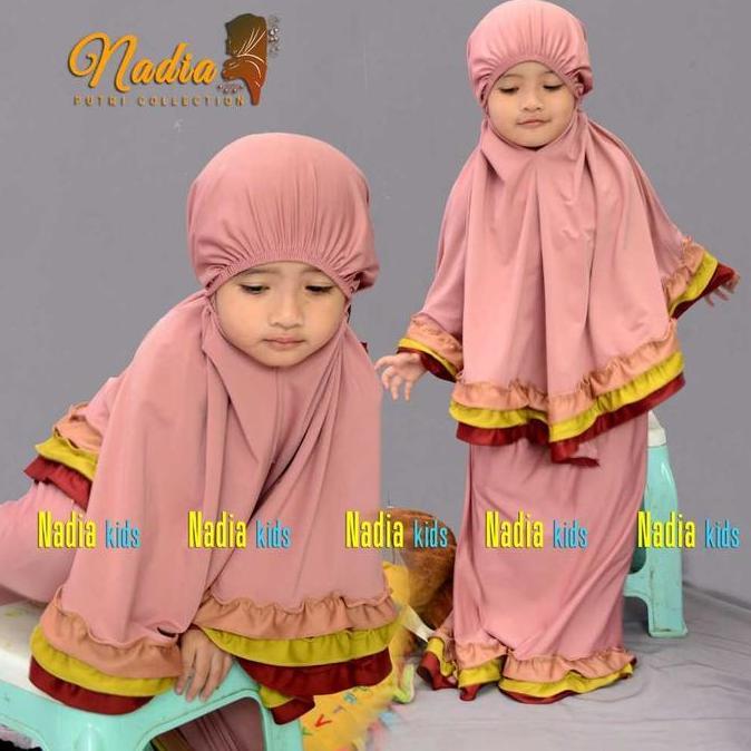 Termurah / Hot Sale Alimama - Mukena Anak Rainbow - Mukenah Perempuan Telekung Traveling Jersey Airi
