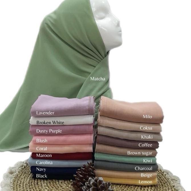 Plain Paris Japan Orinal Jilbab Segi Empat Kerudung Segi Empat