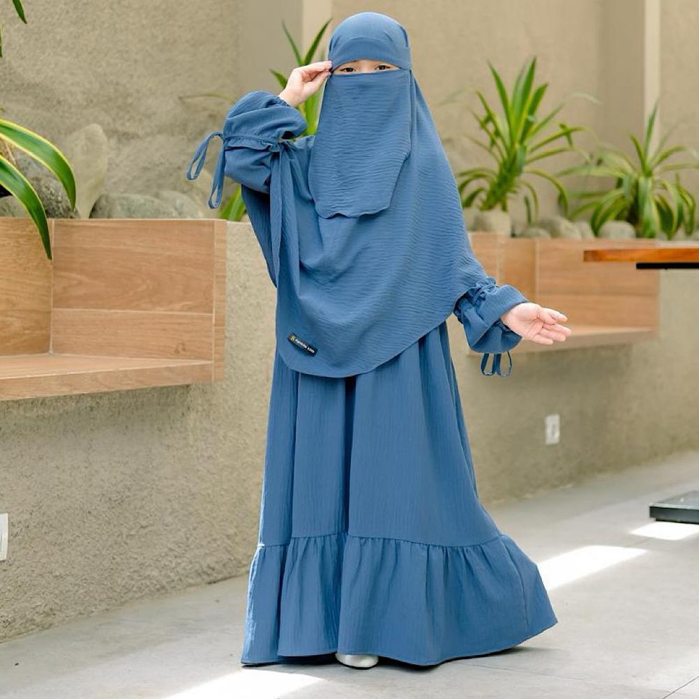 Limited Hayana Kids,Medina Set Gamis Anak SyarI Khimqr Bergo Free Cadar Bandana Untuk Usia 2-12Tahun