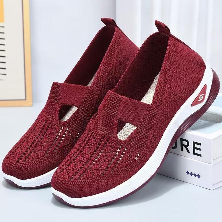 HOT SOLWAY [14 WARNA] SEPATU WANITA SEPATU FLAT CEWEK RAJUT SLIP ON TAHAN AIR BERPORI SOL KARET ANTI