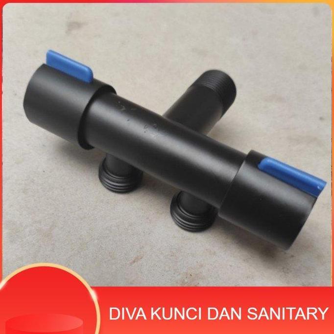 Stop Kran Cabang 2 On Off Stainless / Stop Kran Cabang 2 Hitam