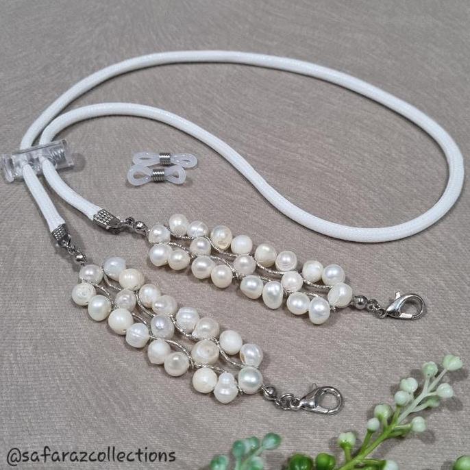 Konektor Masker Hijab, Strap Serut & Tali Kacamata Mutiara Air Tawar