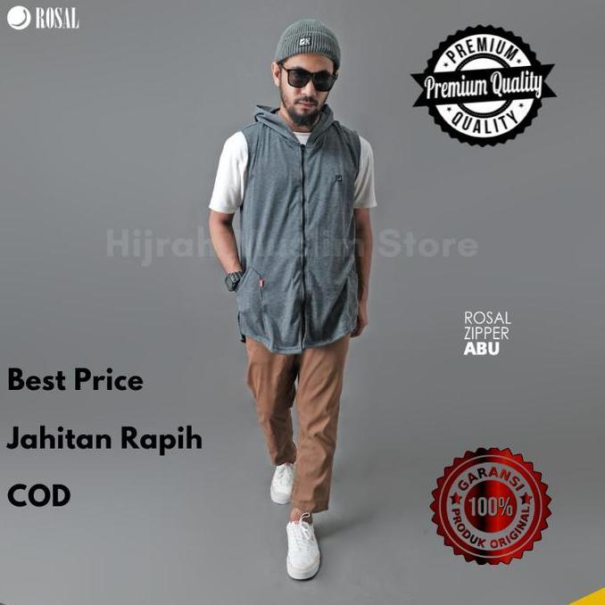Rosal Baju Muslim Pria Rompi Sholat Koko Kurta Pakistan Hoodie Zipper Bahan Katun Baby Terry terlari