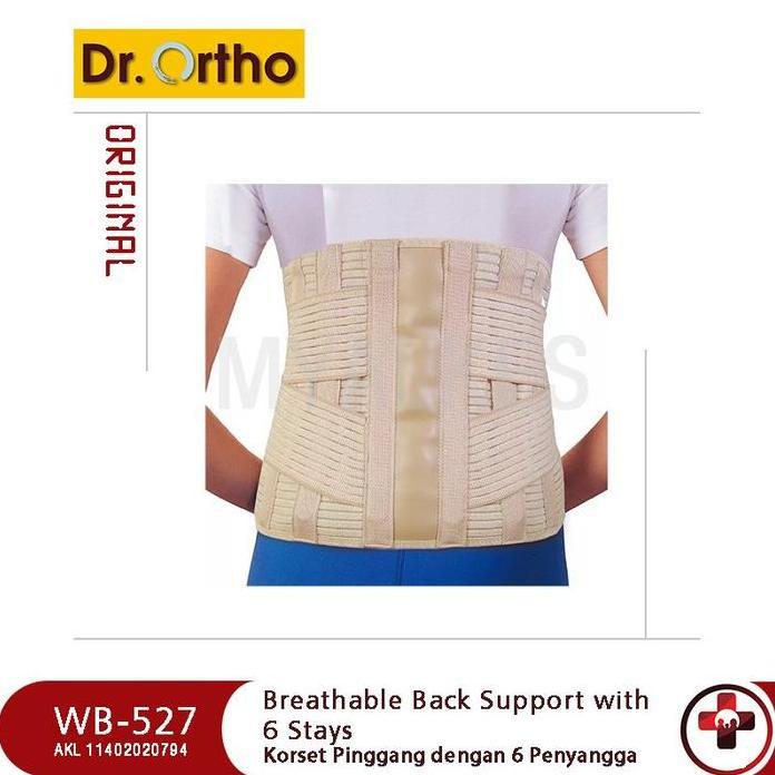 Dr. Ortho Korset Pinggang Lumbar Support WB-527 dengan 6 Penyangga Bahan Bernapas dan Elastis untuk 
