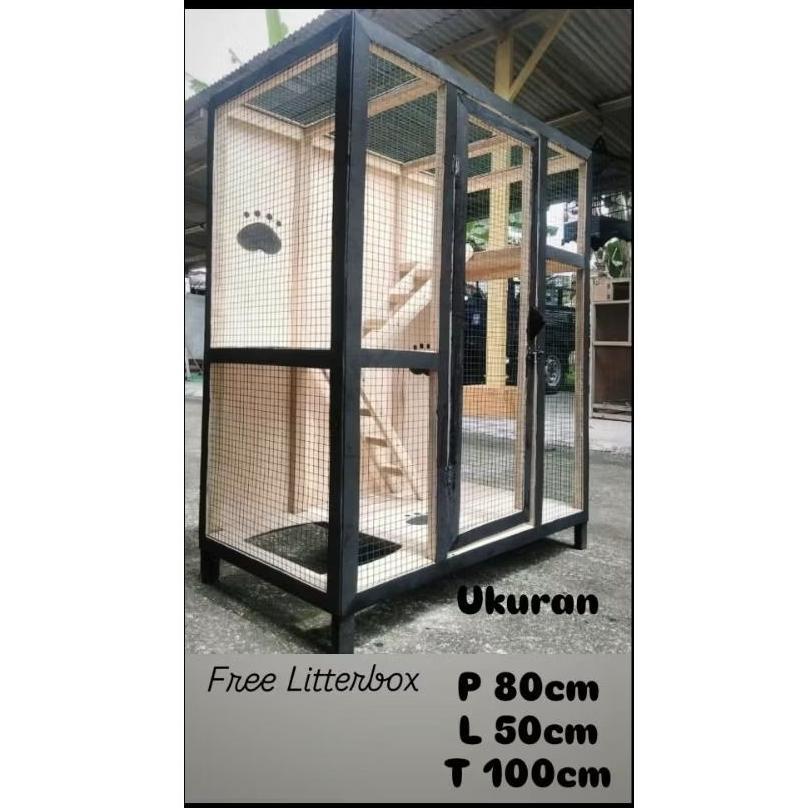 [ZGR] Kandang Kucing Besar Kayu Termurah Dengan Roda