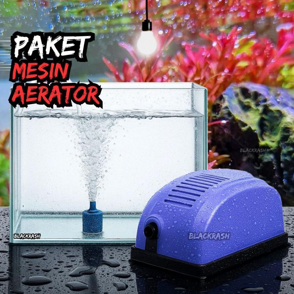 Paket Aerator Aquarium 1 & 2 Lubang Pompa Oksigen Ikan Hias & Alat Gelembung Udara