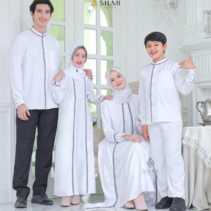 Silmi | Madani Family - Gamis Putih Elegan - Abaya Putih Umroh - Sarimbit Keluarga Couple
