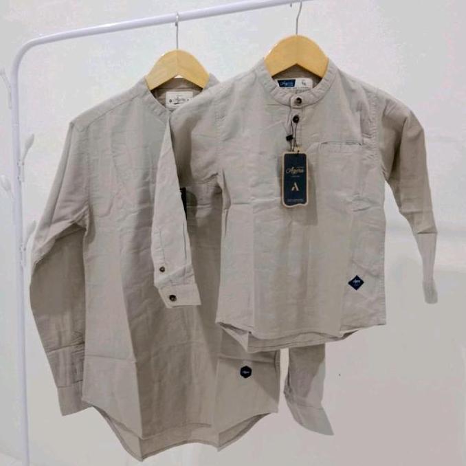 Agera ECRU Baju Kurta Kemeja Koko Kemko Pasangan Couple Ayah dan Anak Lengan Panjang Dan Pendek Kanc