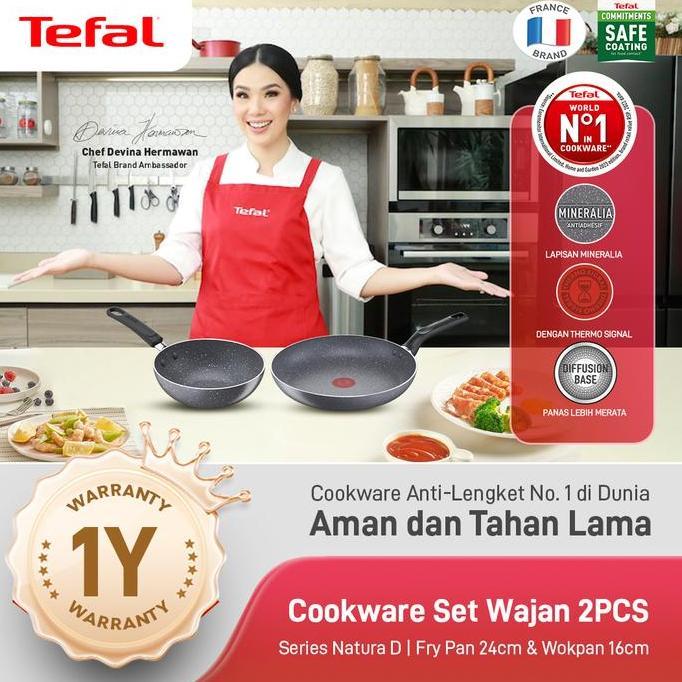 Tefal Cookware Set Wajan 2PCS Series Natura D / Fry Pan Anti Lengket
